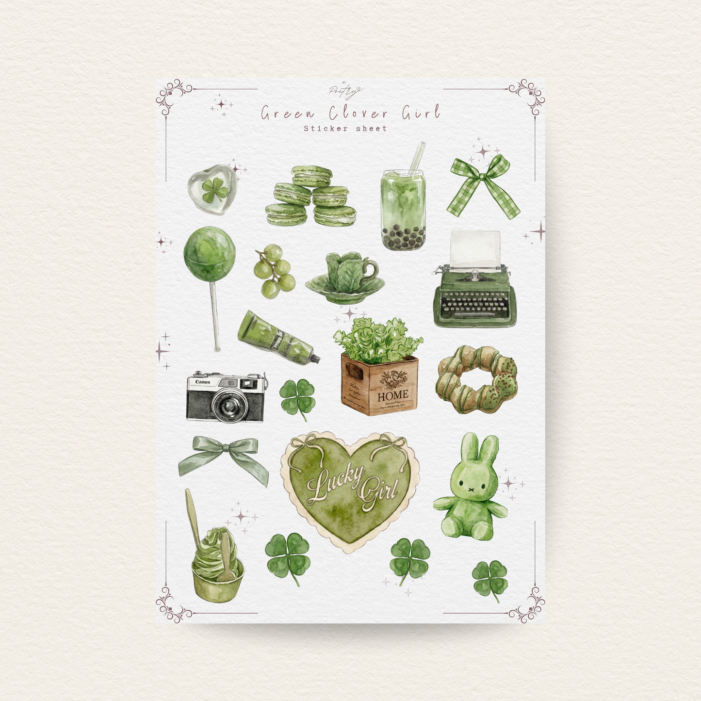 Green Clover Girl Sticker Sheet