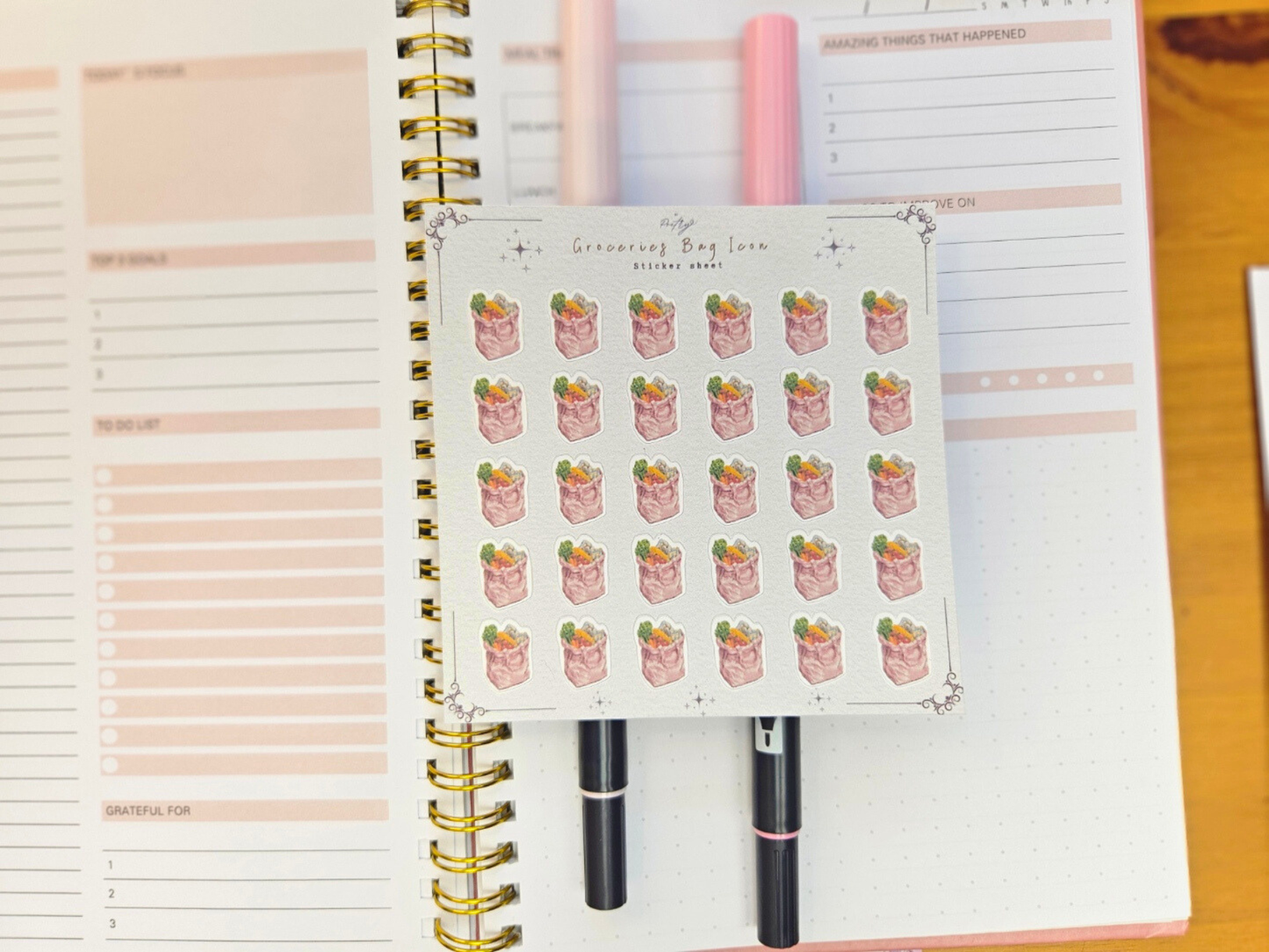 Groceries Bag Doodle Icon Stickers - Planner & Journal