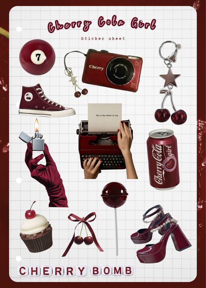 Cherry Cola Girl Sticker Sheet