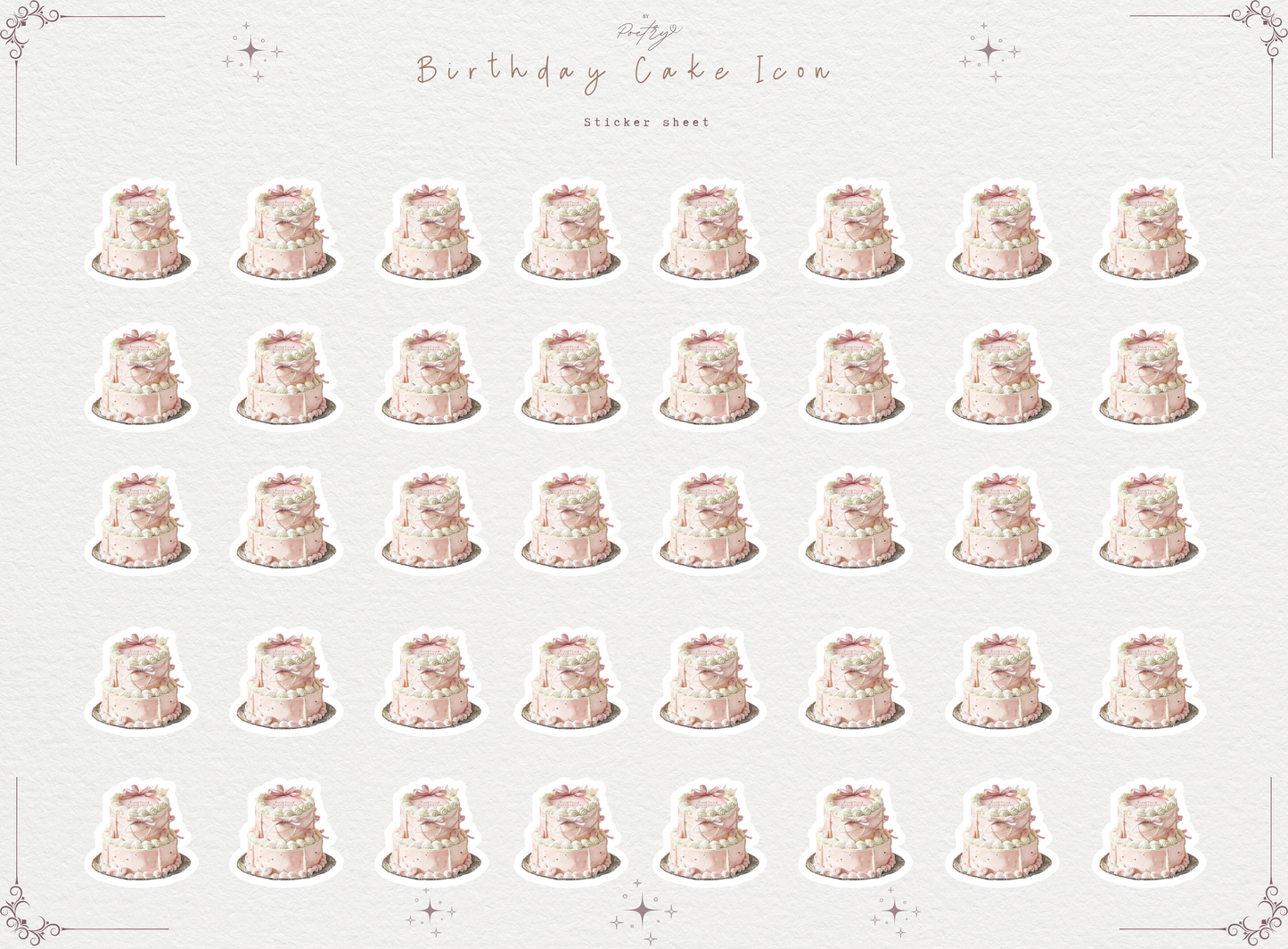 Birthday Cake Doodle Stickers: Planner & Journal Mini Icons