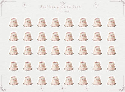 Birthday Cake Doodle Stickers: Planner & Journal Mini Icons