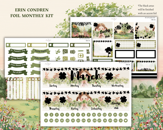 FOIL Lucky Girl March Monthly Kit | Erin Condren 7x9 Planner