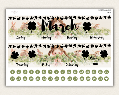 FOIL Lucky Girl March Monthly Kit | Erin Condren 7x9 Planner