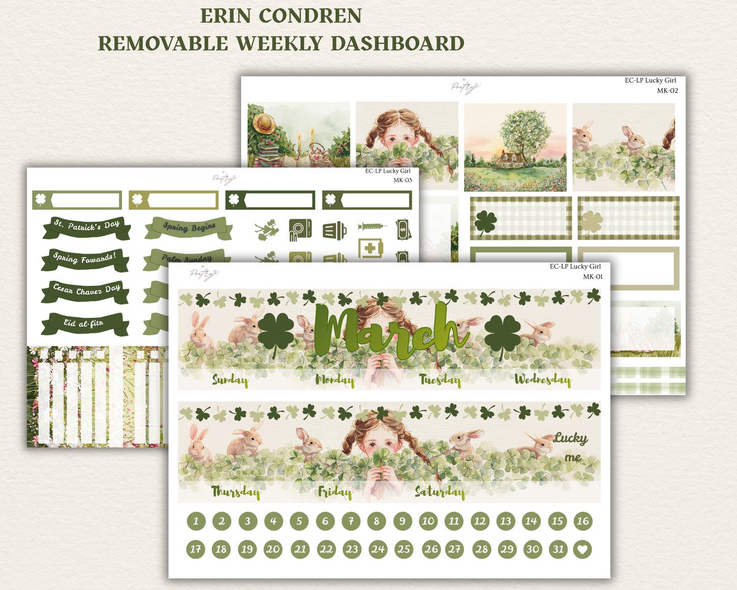 FOIL Lucky Girl March Monthly Kit | Erin Condren 7x9 Planner