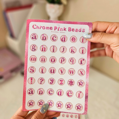 Chrome Pink Beads Sticker Sheet