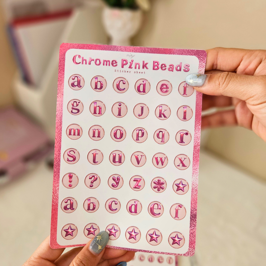 Chrome Pink Beads Sticker Sheet