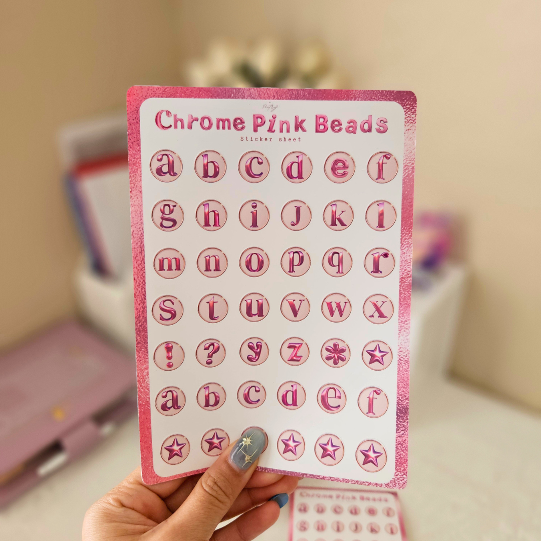 Chrome Pink Beads Sticker Sheet