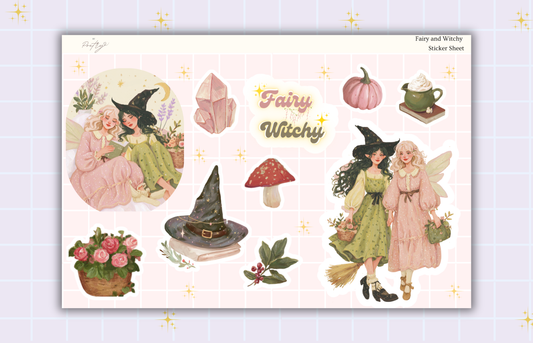 Fairy & Witch Weekly Planner Stickers Kit: Erin Condren 7x9 Vertical
