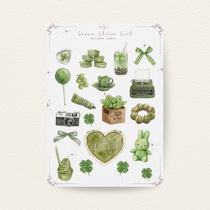 Green Clover Girl Sticker Sheet