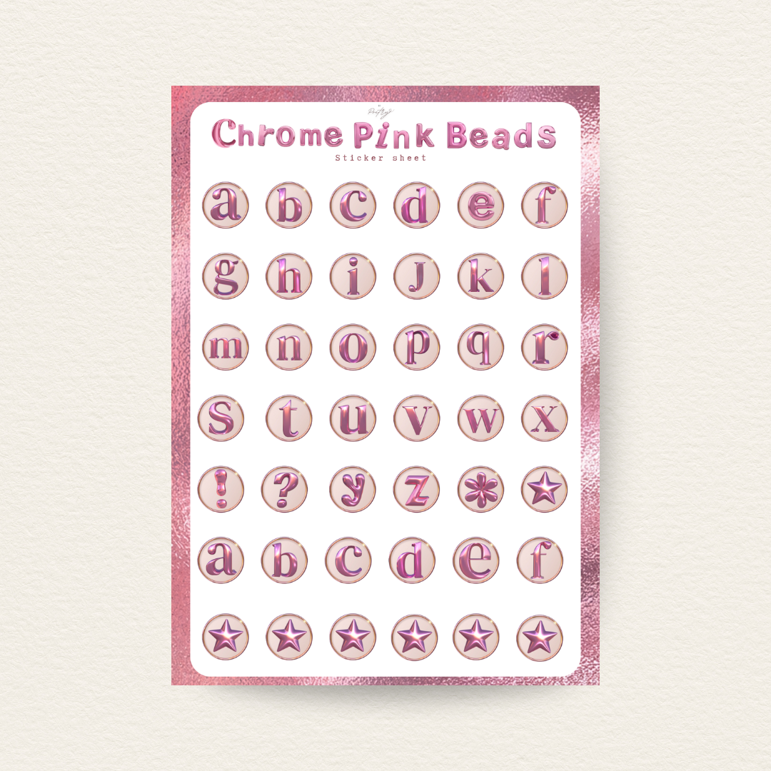 Chrome Pink Beads Sticker Sheet