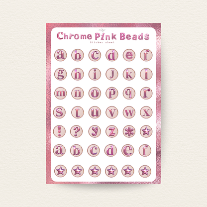 Chrome Pink Beads Sticker Sheet