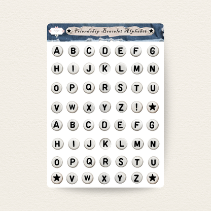 Friendship Bracelet Alphabet Sticker Sheet