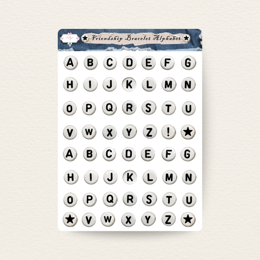 Friendship Bracelet Alphabet Sticker Sheet