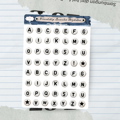 Friendship Bracelet Alphabet Sticker Sheet