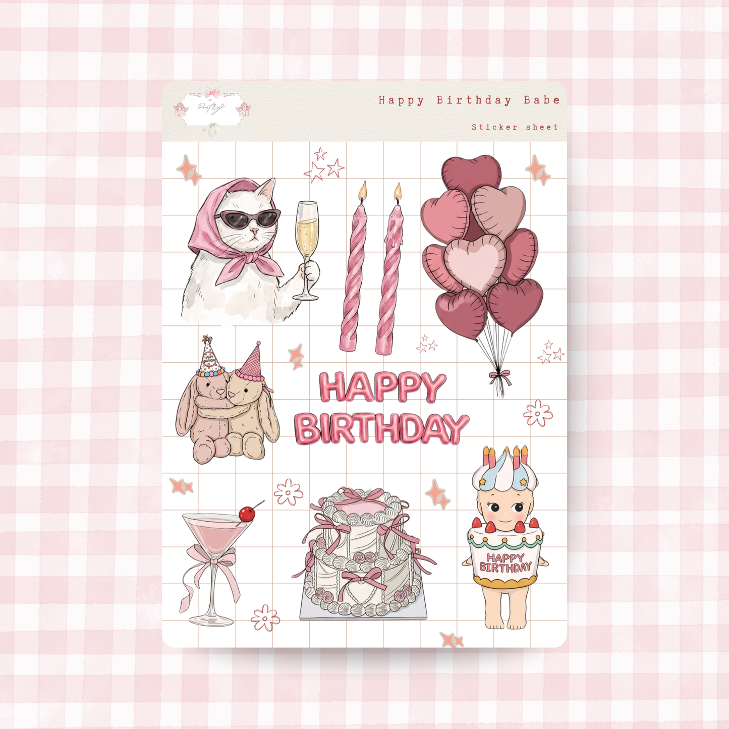 Happy Birthday Babe Sticker Sheet