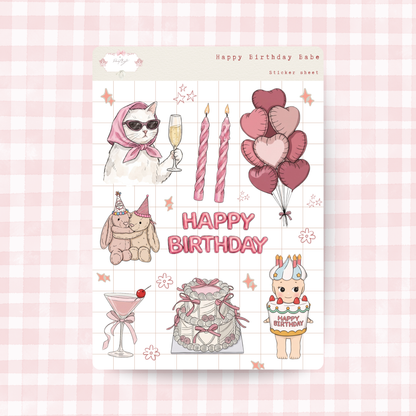 Happy Birthday Babe Sticker Sheet