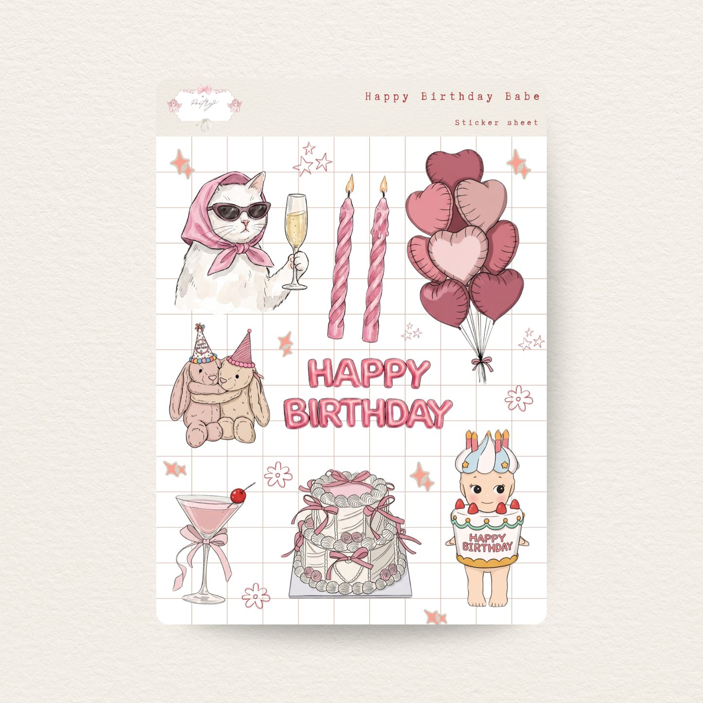 Happy Birthday Babe Sticker Sheet