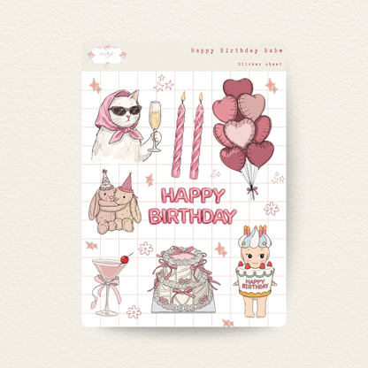 Happy Birthday Babe Sticker Sheet