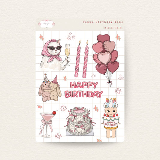 Happy Birthday Babe Sticker Sheet
