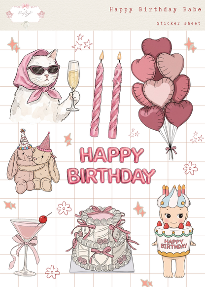 Happy Birthday Babe Sticker Sheet