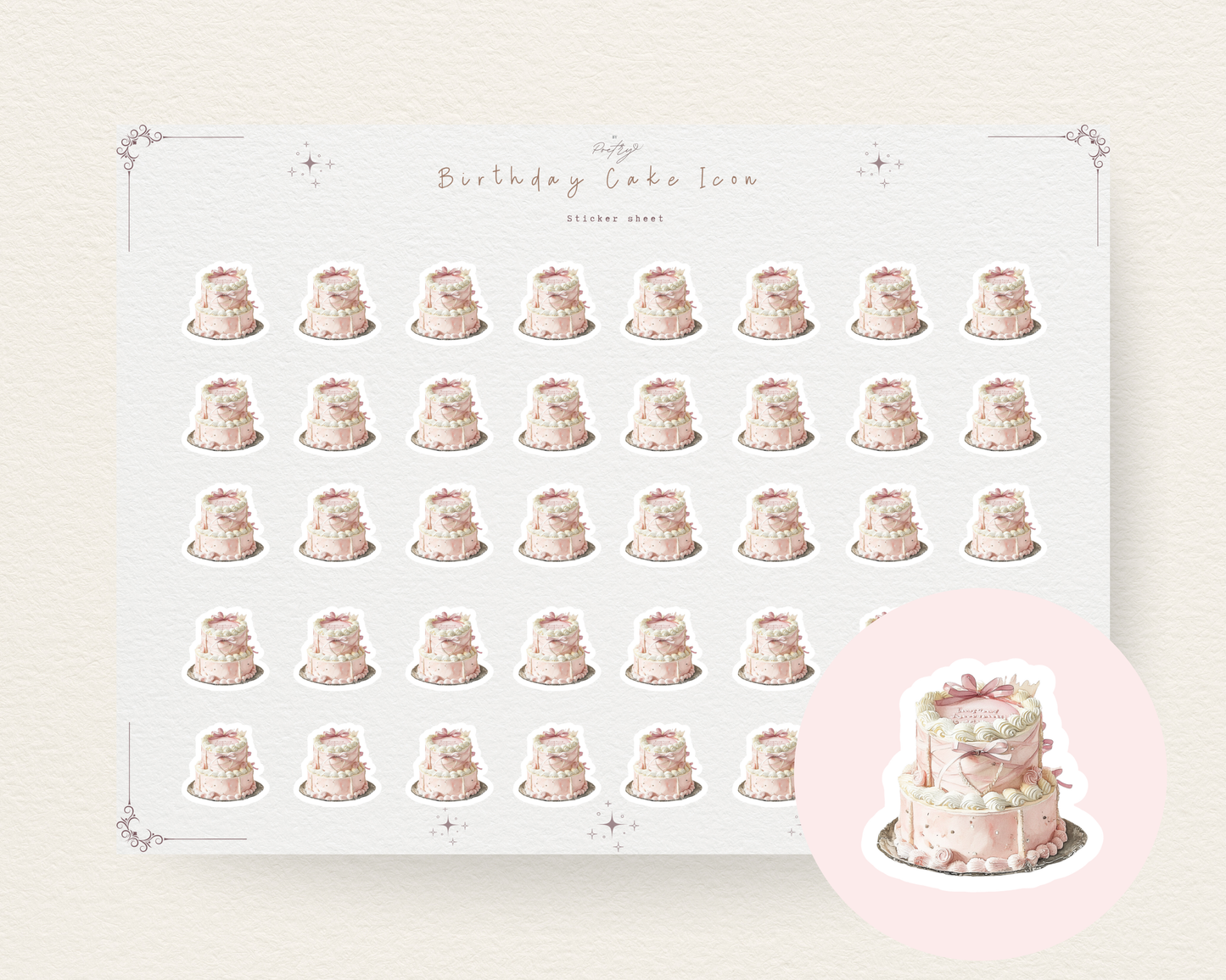 Birthday Cake Doodle Stickers: Planner & Journal Mini Icons