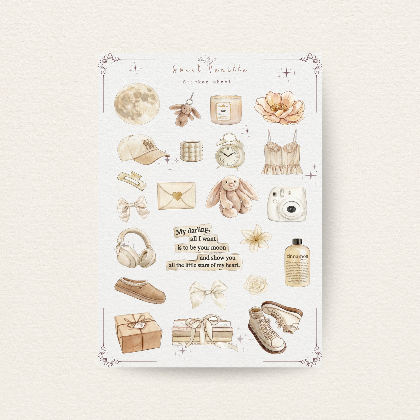 Sweet Vanilla - Watercolor Sticker Sheet