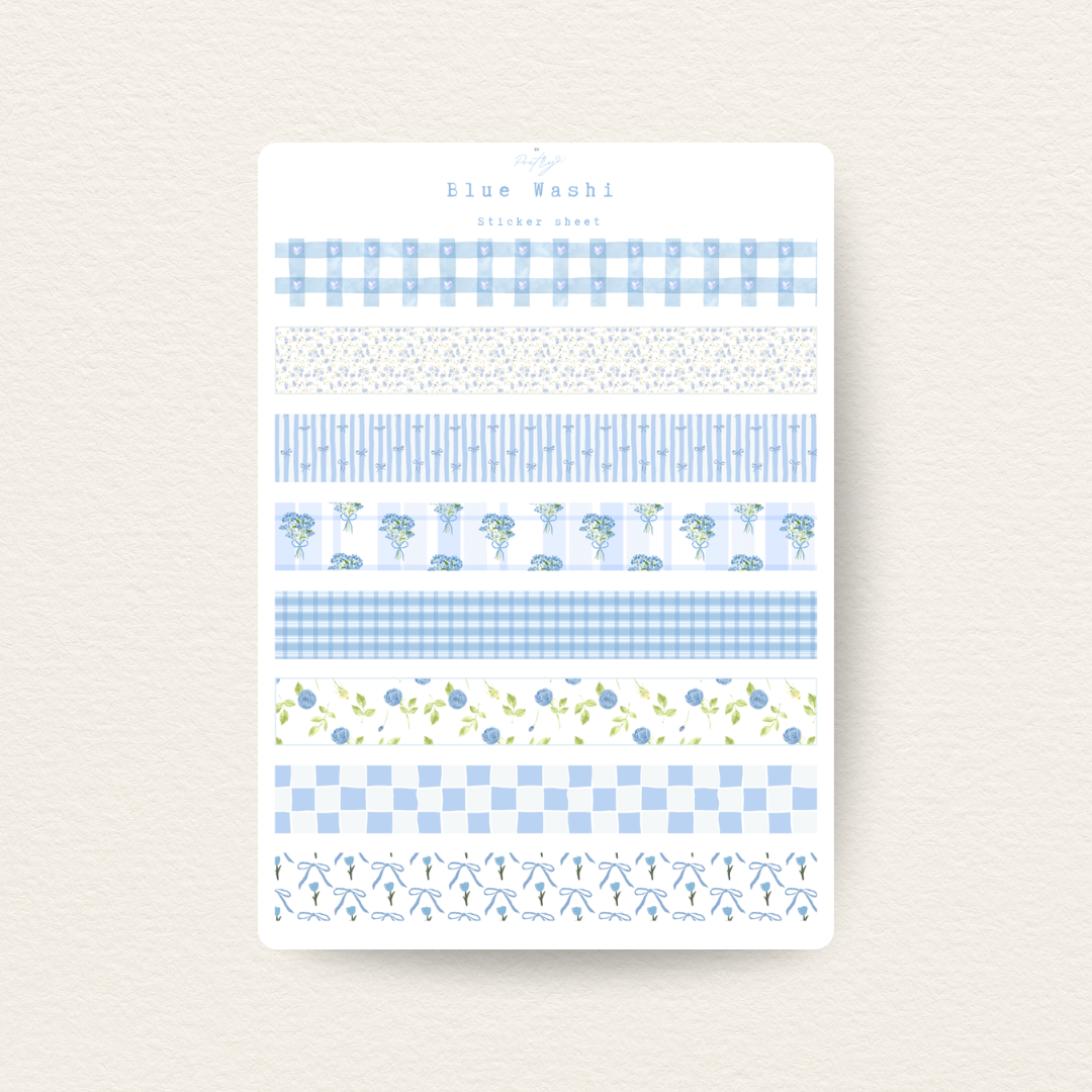 Blue Washi Sticker sheet