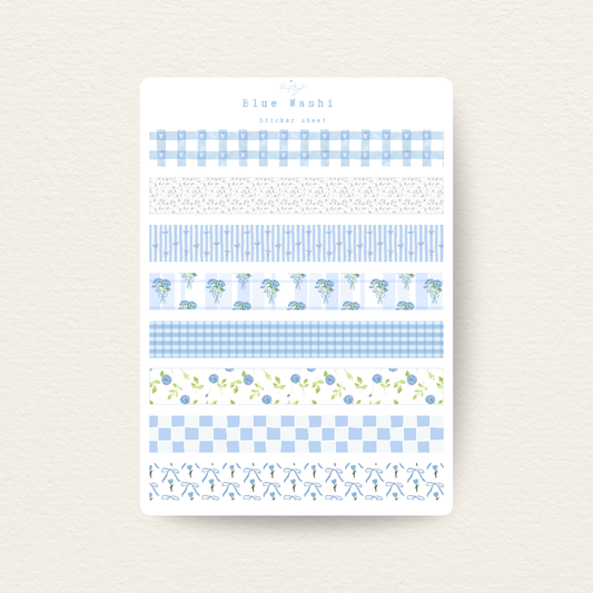 Blue Washi Sticker sheet