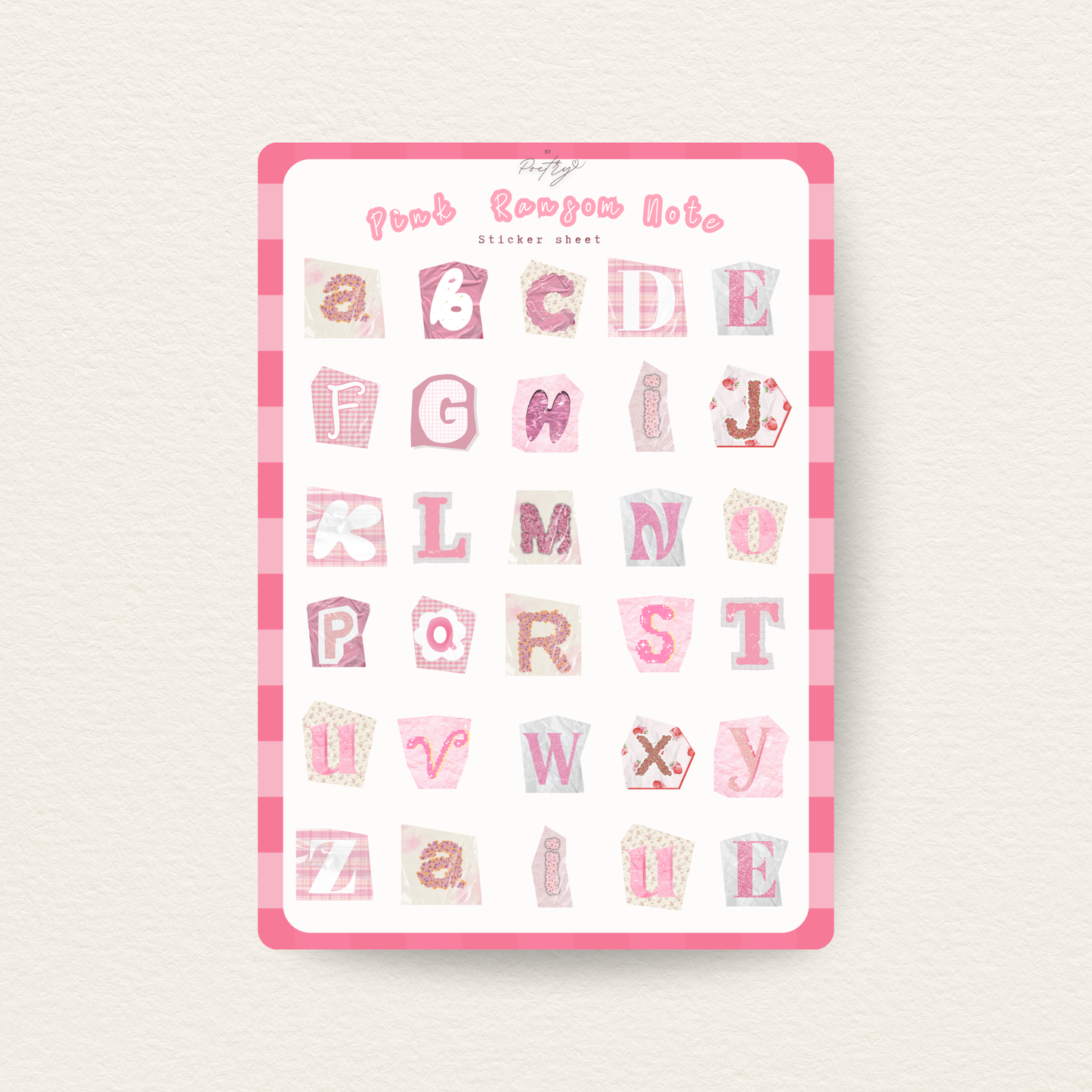 Pink Ransom Note Alphabet Stickers