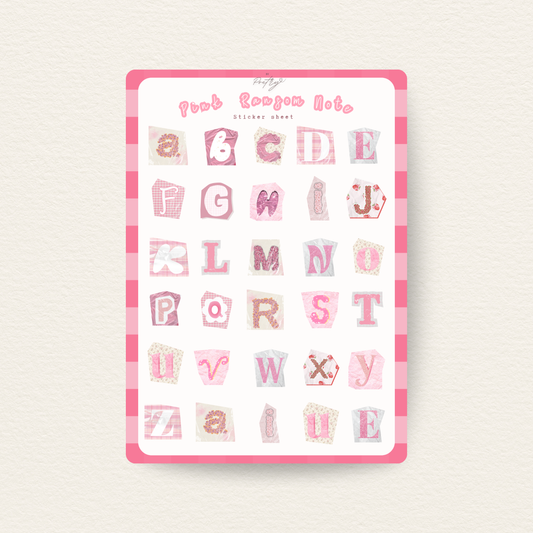 Pink Ransom Note Alphabet Stickers