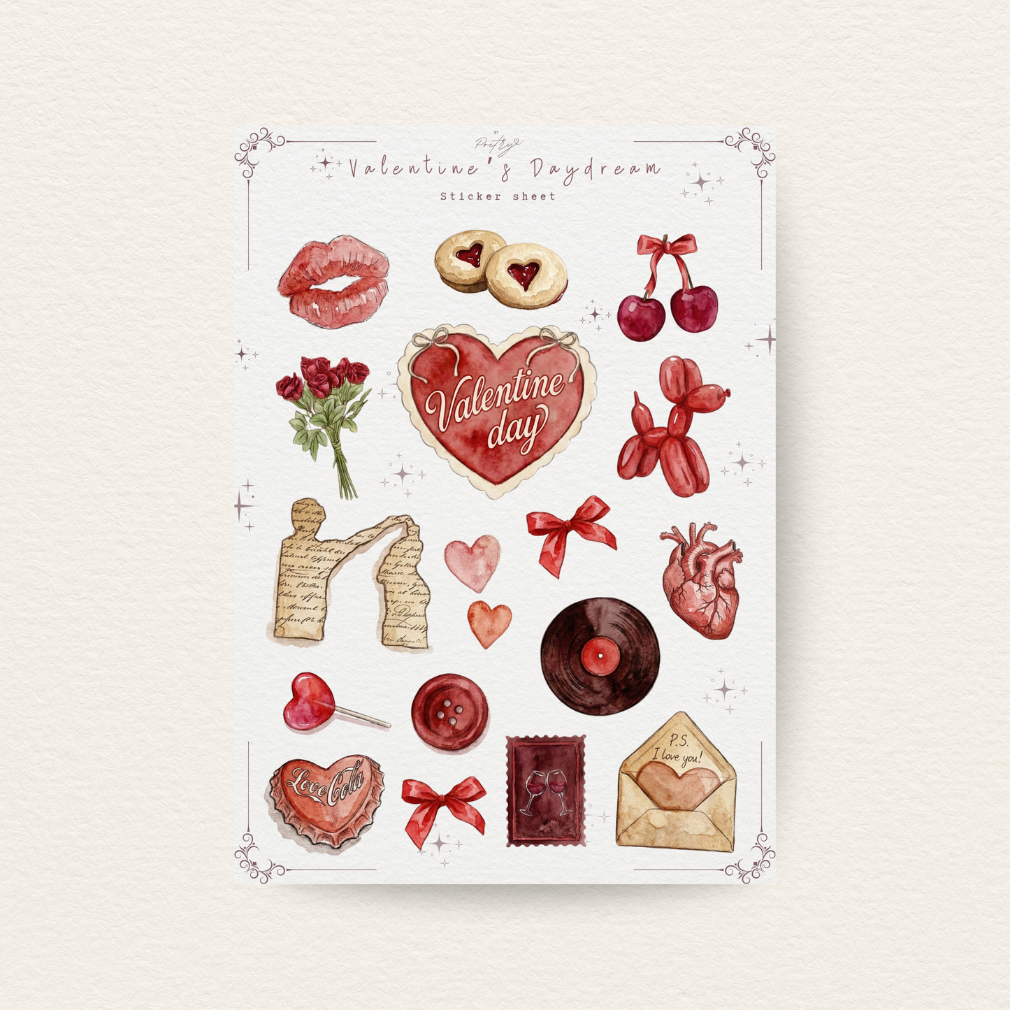 Valentine's Daydream - Watercolor Sticker Sheet