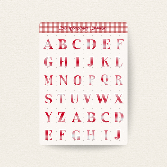 Red Gingham Letter Sticker Sheet