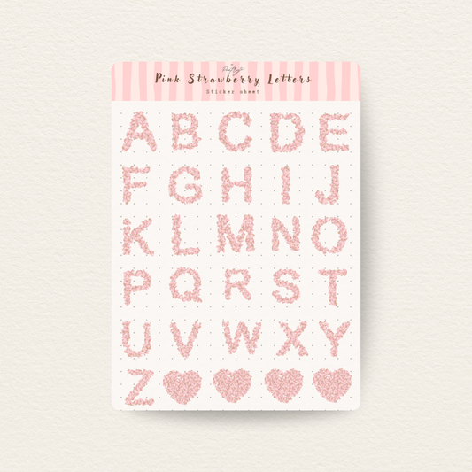 Pink Strawberry Letters Sticker Sheet