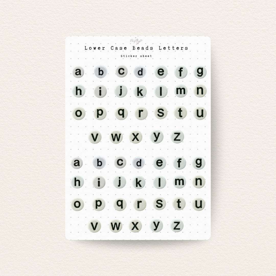 Lower Case Beads Letters Sticker Sheet