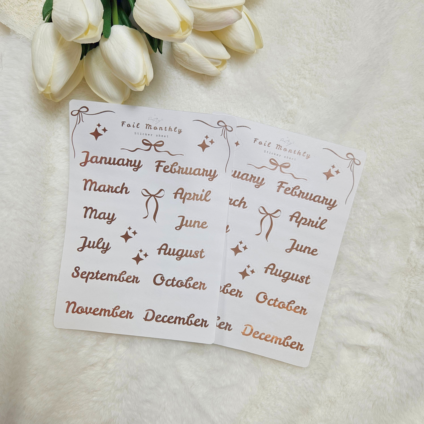 Foiled Monthly Script with Bows