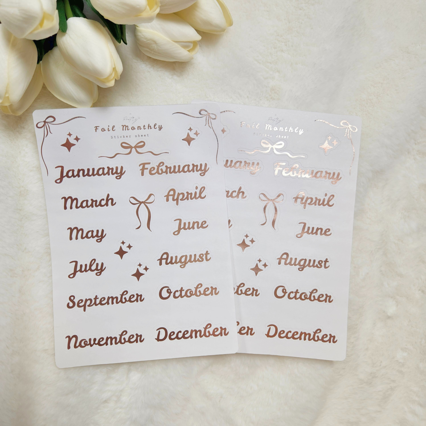 Foiled Monthly Script with Bows