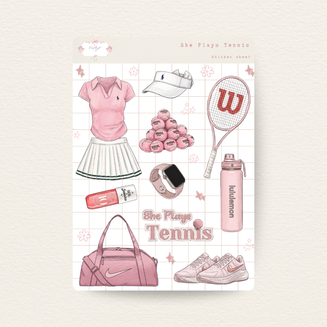 She Plays Tennis Sticker Sheet