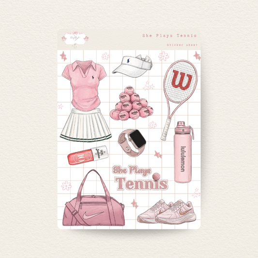 She Plays Tennis Sticker Sheet