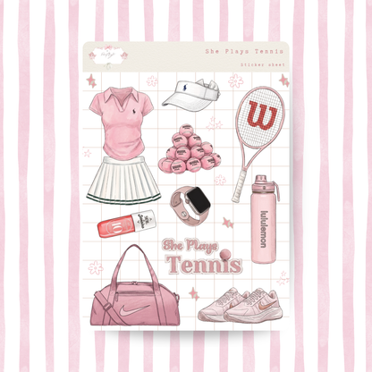 She Plays Tennis Sticker Sheet