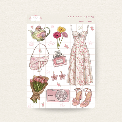 Soft Girl Spring Sticker Sheet