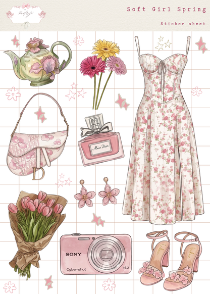 Soft Girl Spring Sticker Sheet