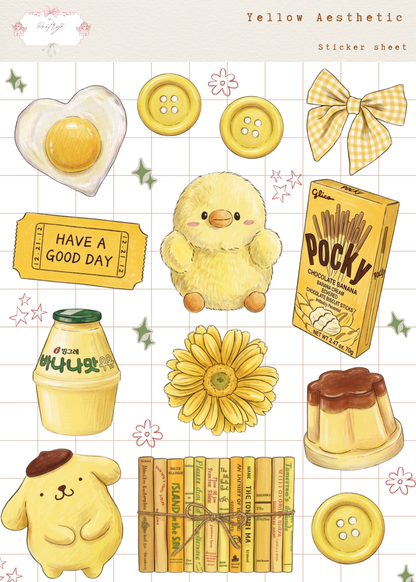 Yellow Aesthetic Sticker Sheet