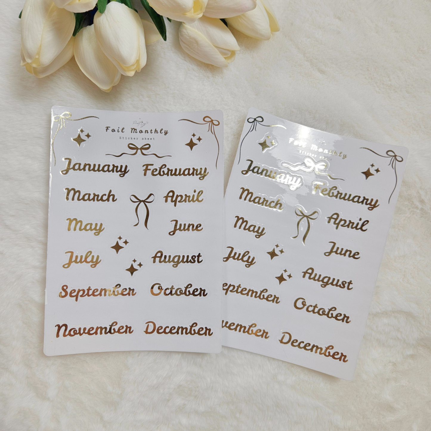 Foiled Monthly Script with Bows