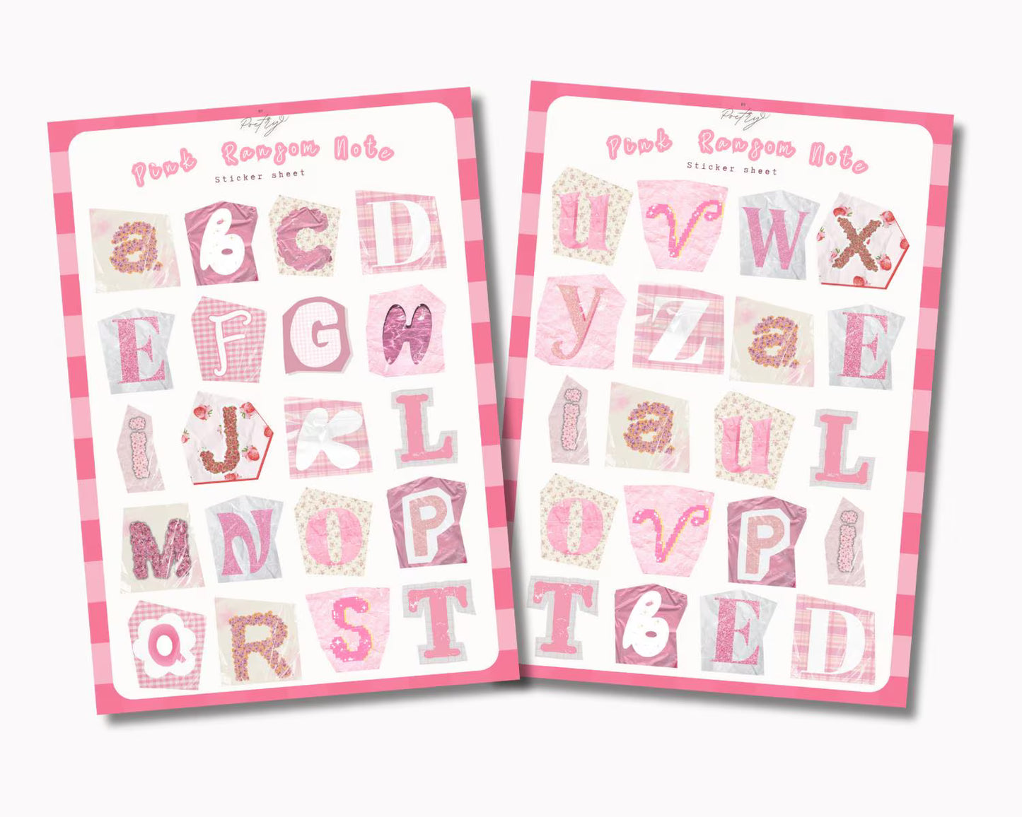 Pink Ransom Note Alphabet Stickers